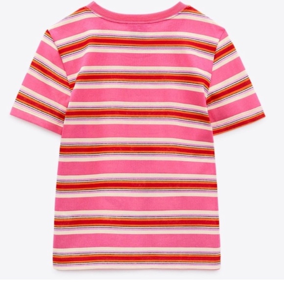 Zara Pink Striped Graphic Tee - Picture 5 of 5